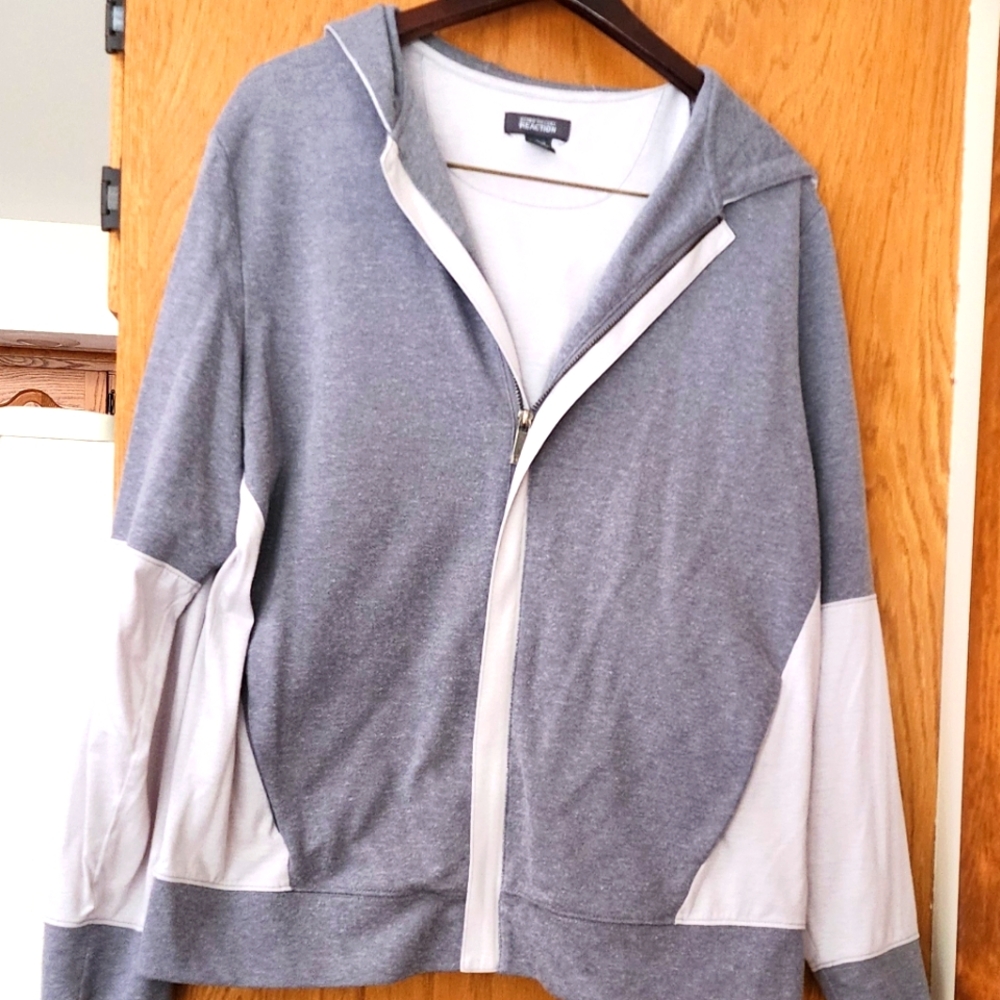 Kenneth Cole Reaction Sweater Men  Gray Large Long Sleeve Full Zip